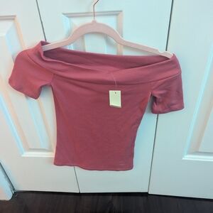 Women's Off-Shoulder Pink Top
